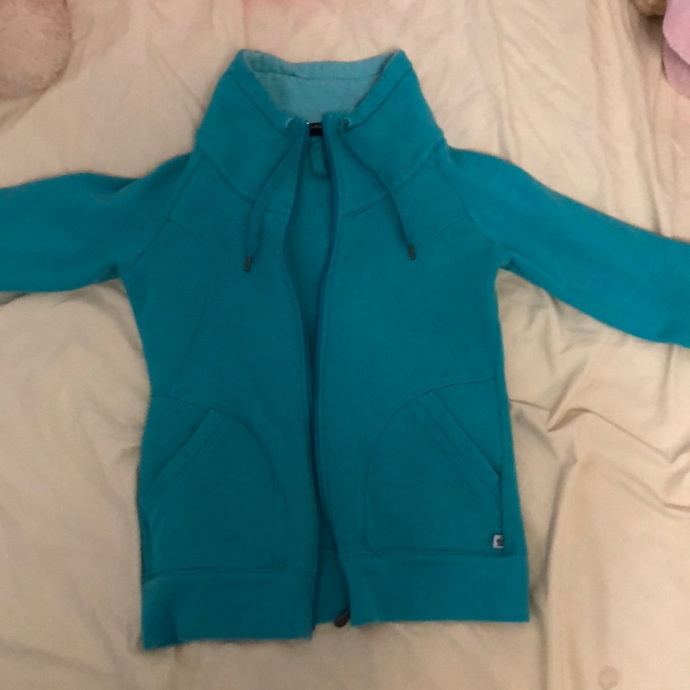 TNA teal warm zip up athletic sweater